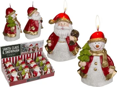 Produktbild von Out of the Blue Weihnachtskerze - 2 assorti Designs Schneemann