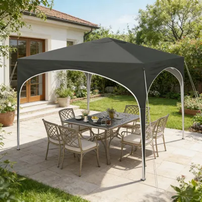 Image de Kiosque de jardin élégant – Gazebo d'extérieur avec protection de toit pour cour, véranda, fêtes et jardin (kiosque seul, sans parois latérales)