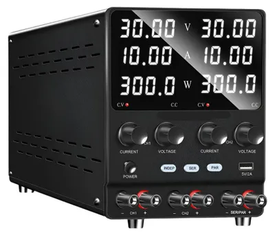 Obrázok produktu pre Profesionálny laboratórny zdroj – napájací zdroj s dvojkanálovým výstupom – 30 V, 10 A – 300 W – nastaviteľný – LED displej