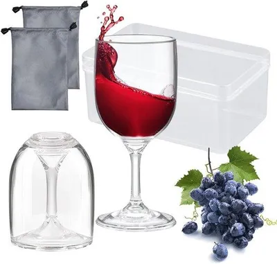 Produktbild von Set aus 2 wiederverwendbaren Kunststoff Weingläsern von 200 ml für Camping, Outdoor und Picknick - BPA-frei und ideal für Reisen