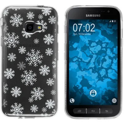 Produktbild von PhoneNatic Case kompatibel mit Samsung Galaxy Xcover 4 / 4s Silikon-Hülle X Mas Weihnachten Schneeflocken M2
