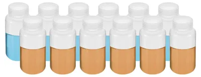 12 PP-Weithals-Rundflaschen 250 ml mit Schraubdeckel, transparent