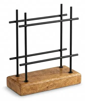 Produktbild von Serviettenhalter Standing Figure black - Moderne Stäbe schwarz für alle Serviettengrößen, aus Holz, 15x17,5cm Ambiente Serviettenhalter