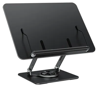 Buchhalter, verstellbar, 360° drehbar, für Rezepte, Noten, Tablets, schwarz