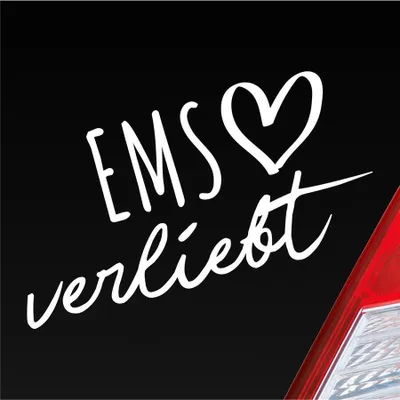 Produktbild von Auto Aufkleber Ems verliebt Herz Fluss River Wasser Water Liebe Car 19x10 cm Weiss Matt Sticker Heckscheibenaufkleber