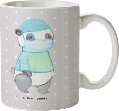 Produktbild von Mr. & Mrs. Panda Tasse Chirurg Herz - Grau Pastell - Geschenk, krank, Krankenhaus, Kaffeebecher, Arzt, Kaffeetasse, Becher, schöne, Krankehaus, Trinkbecher, Mediziner, OP