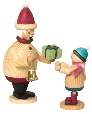 Produktbild von Drechslerei Kuhnert - Räuchermännchen Weihnachtsmann mit Mäxchen - Größe ca. 16cm, für Räucherkerzen Größe M (Standard) - 33158