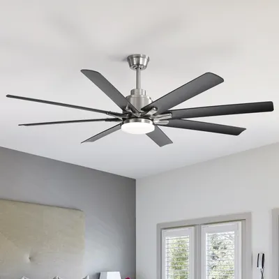 Produktbild von Sofucor Deckenventilator mit Licht und Fernbedienung, Silber-Schwarz, 132 cm, 8 ABS-Flügel