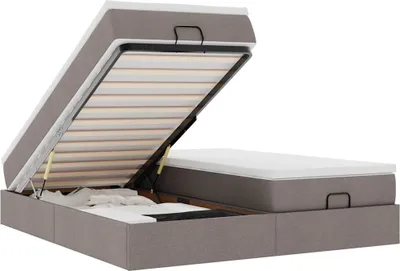 Produktbild von vidaXL Ottoman-Bett mit Matratzen Taupe 200x200 cm Stoff