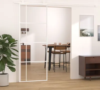 Zdjęcie produktu dla Drzwi przesuwne ESG szkło i aluminium 76x205 cm Biały