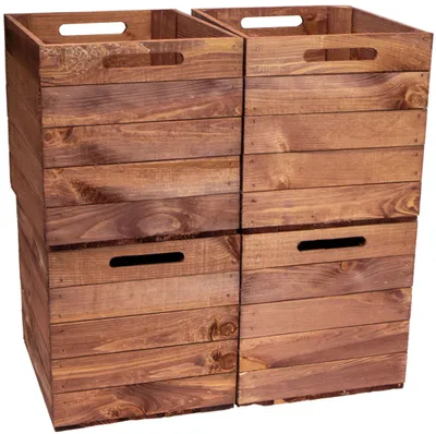 Produktbild von 4er set Holzkiste Vintage Ocker passend für Kallax und Expeditregale