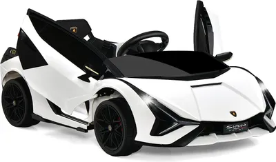 Produktbild von GOPLUS Kinder Elektroauto Lamborghini, Kinderauto mit Fernbedienung, Kinderfahrzeug, Bluetooth USB, mit Hupe & Musik, 3-5 km/h, für Kinder von 3-8 Jahre (Weiß)