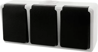 Produktbild von Feuchtraum-Dreifach-Steckdose McPower "Taff", 250V/16A, IP44, AP, grau