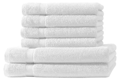 Produktbild von 6 tlg. Handtuch Set - Weiss - 500g/m²  - 2 Duschtuch 4 Handtuch - 100% Baumwolle