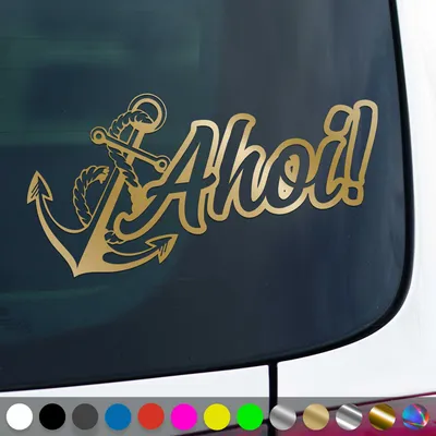 Produktbild von PantherPixel Ahoi Aufkleber Anker Seemannsgruß Moin Nordsee Ostsee Sticker Auto Geschenkidee Farbe Gold