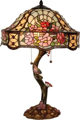 Produktbild von Clayre & Eef Tiffany Tischlampe Ø 45x62 cm Grün Rosa Glas Blumen