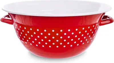 Image de ORION Bol en émail rétro émaillé ROUGE AVEC POINTS BLANCS 26 cm