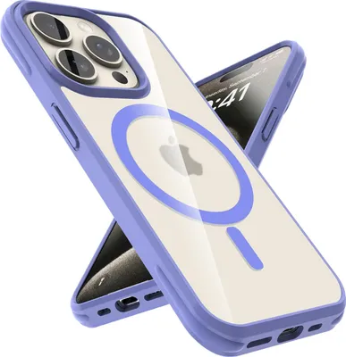 Immagine prodotto di Custodia per Apple iPhone 15 PRO MAX protettiva in LIGHT PURPLE Custodia compatibile MagSafe con retro trasparente