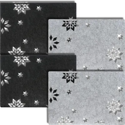 Produktbild von Set mit 4 Stern-Motive Tischsets aus Filz für Weihnachten und Feiertage