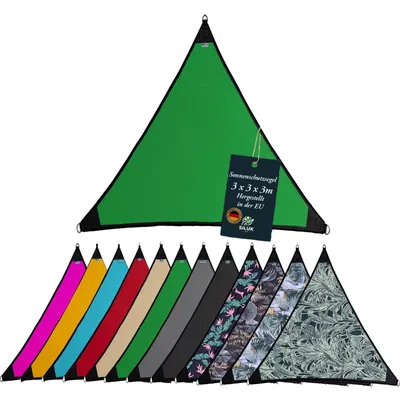 Produktbild von freigarten.de Sonnensegel Wasserdicht Sonnenschutz Garten mit befestigungen Leinen 100% Schutz vor UV-Strahlungen (3m x 3m, Grün)