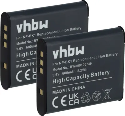 Produktbild von vhbw 2x Akku kompatibel mit Sony Cybershot DSC-W190, DSC-W180, DSC-S950, DSC-S780, DSC-S750, DSC-W370 Kamera (600 mAh, 3,6 V, Li-Ion)