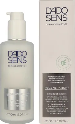 Produktbild von DADO SENS Regeneration E Reinigungsmilch, Reinigungsmilch, Unisex, Empflindliche Haut, Anti-Aging, Anti-Falten, Elastizität, Regenerierend, Pumpenflasche, Peg, Paraffin, Silikon