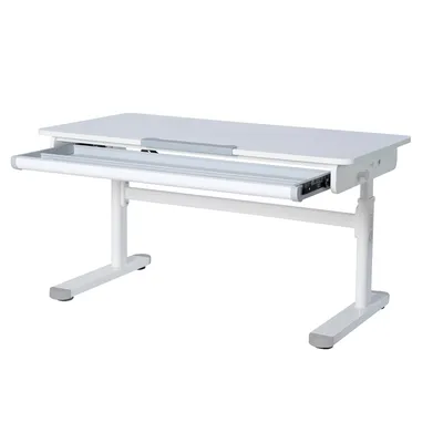 Obrázok produktu pre Roba detský písací stôl Smart Grow so zásuvkou, 110x60 cm - Písací stôl pre deti od 6 rokov - Výškovo nastaviteľný (62-78 cm) - S háčikmi - Biela farba