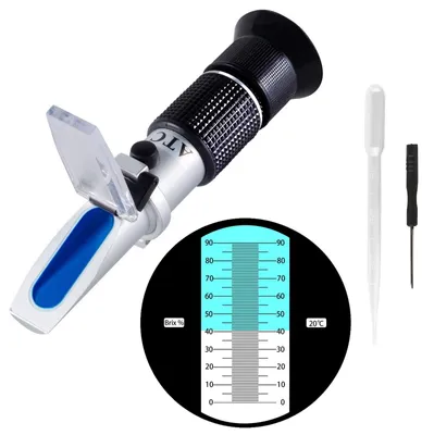 Produktbild von Brix Refraktometer Handrefraktometer Zuckermesser - 0-90 % Brix - Automatische Temperaturkompensation - Mit Hardcase