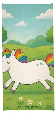 Produktbild von Mr. & Mrs. Panda sporthandtuch Einhorn Happy Design - Weiß - Geschenk, Unicorn, Freude, Einhörner, Handtuch, Reisehandtuch, Witzig, Duschtuch, glücklich, Frottier