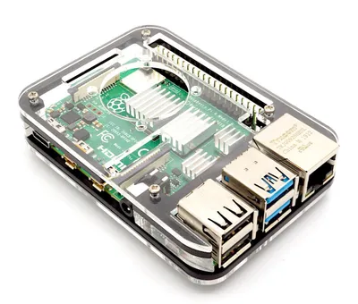 Produktbild von Slim Acryl Gehäuse für Raspberry Pi 4, stackable, transparent/schwarz
