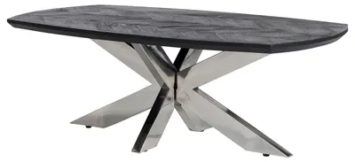 Produktbild von home24 Couchtisch - Mango massiv / Metall - Mango Schwarz / Edelstahl