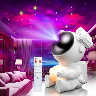 Zdjęcie produktu dla Projektor nieba z lampką księżyca, lampka nocna LED dla dzieci i dorosłych, wyposażona w timer i pilot zdalnego sterowania