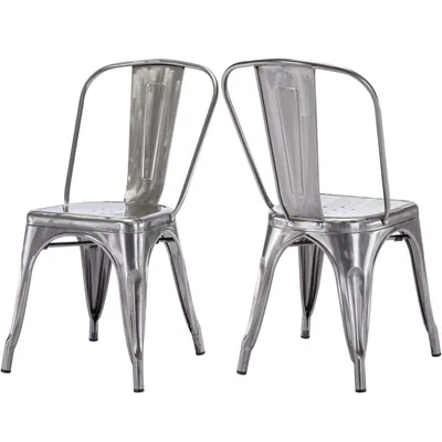 Produktbild von 2x Küchenstuhl Stuhl Esszimmerstuhl aus METALL Sitzfläche aus Holz stapelbar, Farbe:Metallic, Material:Metall