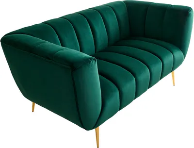 Produktbild von riess-ambiente Retro 2er Sofa NOBLESSE 165cm smaragdgrün Samt mit Ziersteppung Couch 2-Sitzer Zweisitzer