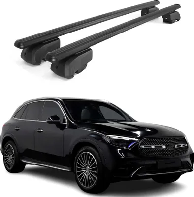 Image de Barres de toit Transversales pour Mercedes GLC 2022-2025 ABE Aluminium Noir