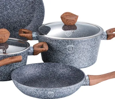 Produktbild von Berlinger Haus 18-teiliges Kochtopfset Granit Grau mit Silikongriffen und Turbo Induction