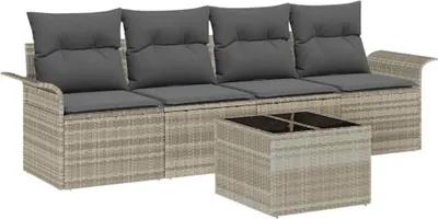 Immagine prodotto di Set di divani con cuscino 5 pcs Grigio chiaro polyrattan