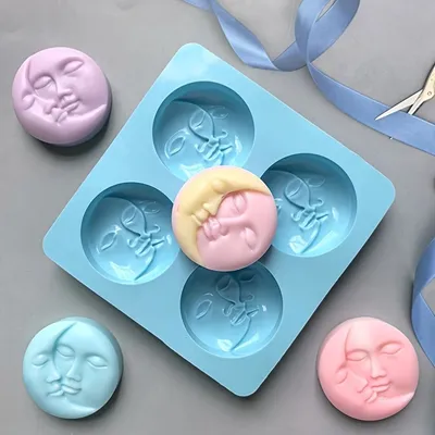 Produktbild von GKA 4er 3D Silikon Form Sonne und Mond Gießform Kerzen Seifen Kuchen