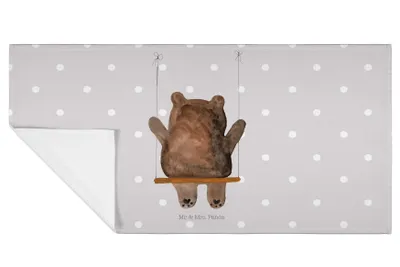 Produktbild von Mr. & Mrs. Panda Handtuch Bär Schaukel - Grau Pastell - Geschenk, Teddy, kleines, gesichtshandtuch, Händehandtuch, frottierhandtuch, Flauschtuch