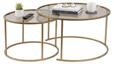 Produktbild von Aedion - Couchtisch, 80x80x43h cm Goldbronze, 2er-Set
