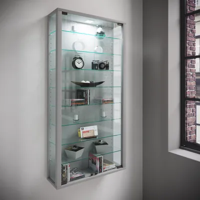Zdjęcie produktu dla VCM my home Vitrosa Maxi Vitrine silber 8 Fachböden