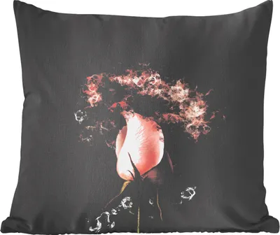 Produktbild von MuchoWow® Zierkissen Sofakissen Wohnzimmer Dekokissen 45x45 cm Rosen - Blumen - Rosa - Schlafpolster - Polster für das Sofa