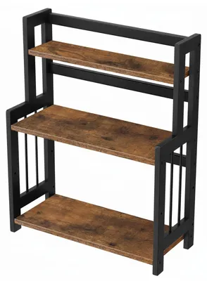 Immagine prodotto di Portaspezie in bambù con 3 ripiani, ideale per cucina e ufficio | Colore marrone scuro e nero | Dimensioni: 41x18x53 cm