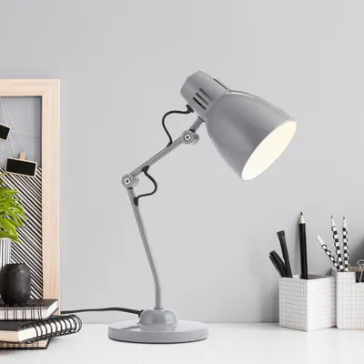 Produktbild von BRILLIANT graue Tischleuchte BAILIE | Tischlampe mit schwenkbarem Kopf | 1x E14 Fassung max. 40W | Metall