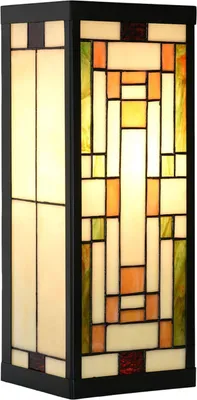 Zdjęcie produktu dla LumiLamp 5LL-6363 Kinkiet Tiffany beżowo-zielony 14x16x40cm E27 Szkło metal