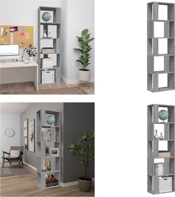 Produktbild von vidaXL Bücherregal Grau Sonoma 45x24x160 cm Holzwerkstoff - Bücherregal - Bücherregale - Bücherschrank - Raumteiler