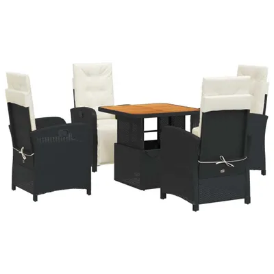 Immagine prodotto di vidaXL set da pranzo da giardino a 5 pezzi con cuscini in rattan nero
