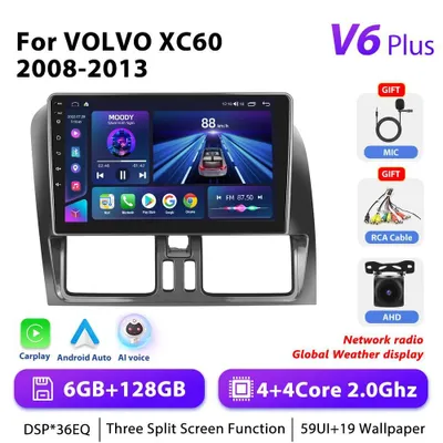 Produktbild von Android Autoradio für Volvo XC60 2008–2013 - 2-DIN 23 cm Display - 6 GB RAM 128 GB Speicher - 2,0 GHz - AHD Rückfahrkamera - GPS, RDS - Android 10