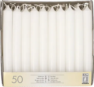 Image de 50 bougies de table Ø 2,1 cm - 19,6 cm blanc