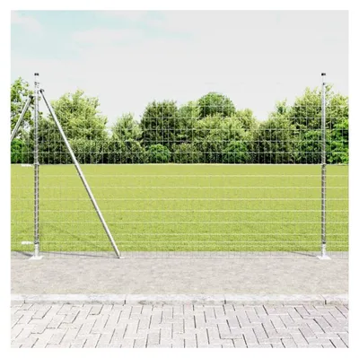 Produktbild von Euro Zaun mit 7 Flanschpfosten 1,4x10 m aus feuerverzinktem Stahl, Gartenzaunpfähle für Gemüsebeete, Hühnergehege und Weidegrundstücke
